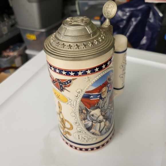 Patriotic Ceramic Beer Stein with Pewter Lid Robert E. Lee Limited Edition D0698 - Picture 3 of 15